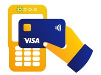 Touching card onto contactless terminal icon