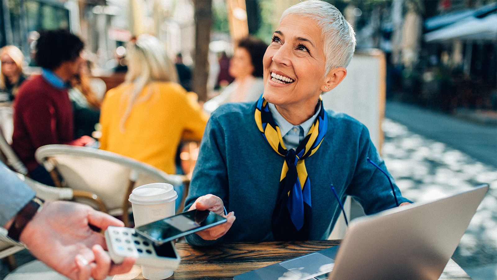 woman at a cafe