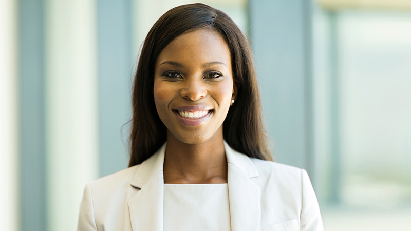 Smiling female consultant.