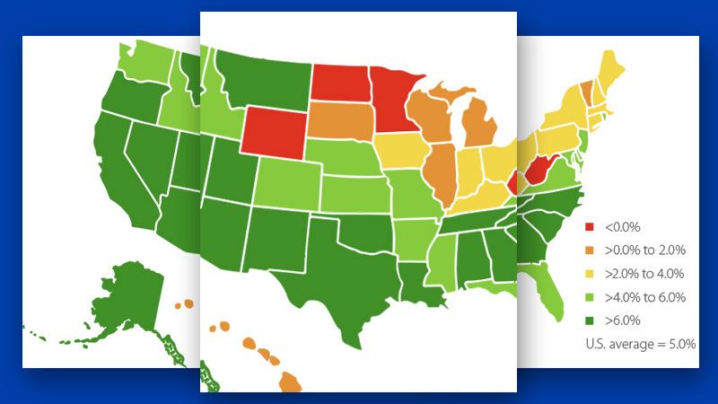 U.S. map of building, hardware and garden spending.