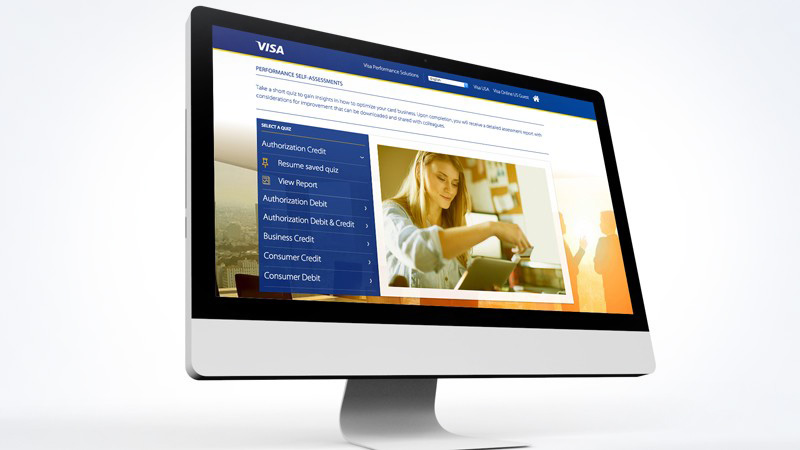 Visa webpage open on a computer monitor.