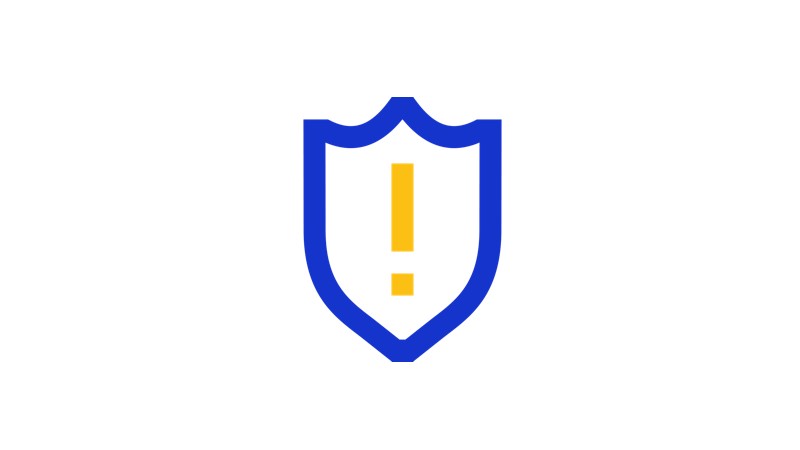 secure badge with exclamation icon