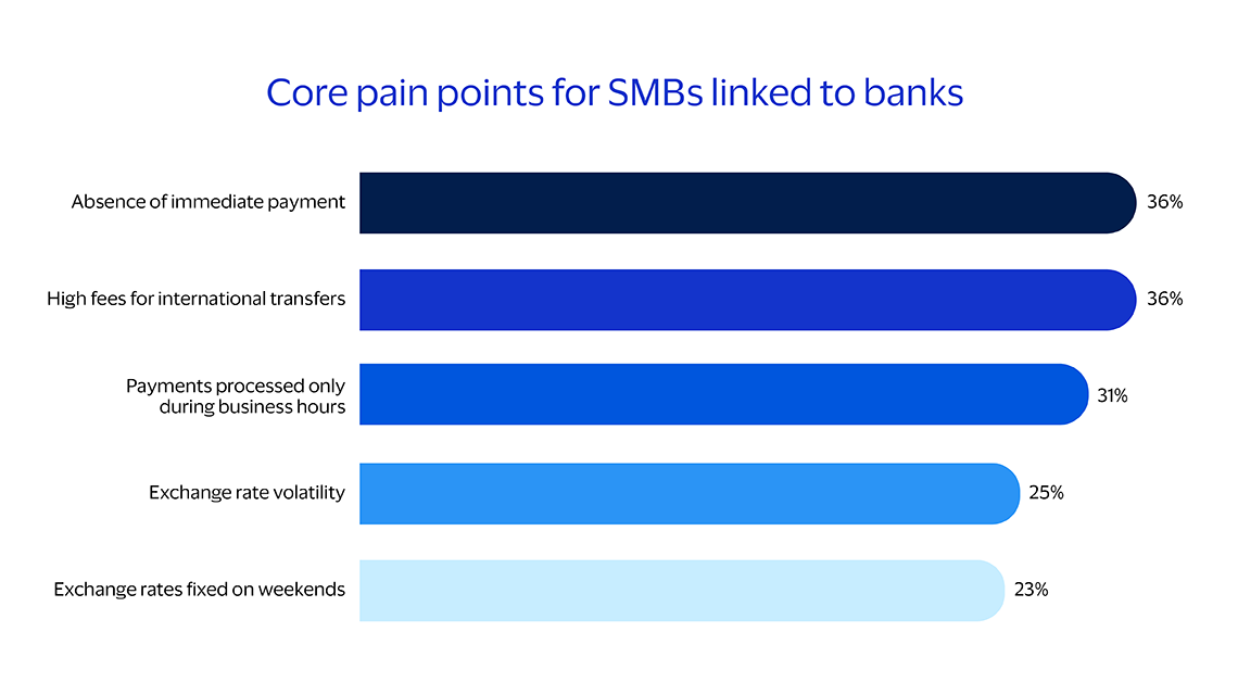 Graph showing core pain points of SMBs linked to banks