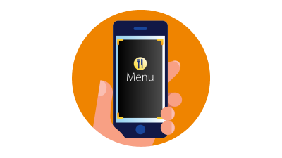 Icon of a mobile phone showing a menu