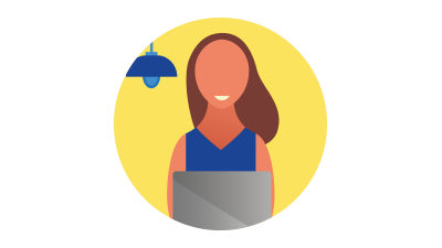 Icon of a woman working on a laptop